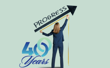 woman measuring progress and sjogren's foundation 40th logo