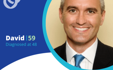 Headshot of David noting their experience with fatigue and GI symptoms