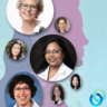 Profile of a woman with images of women in science